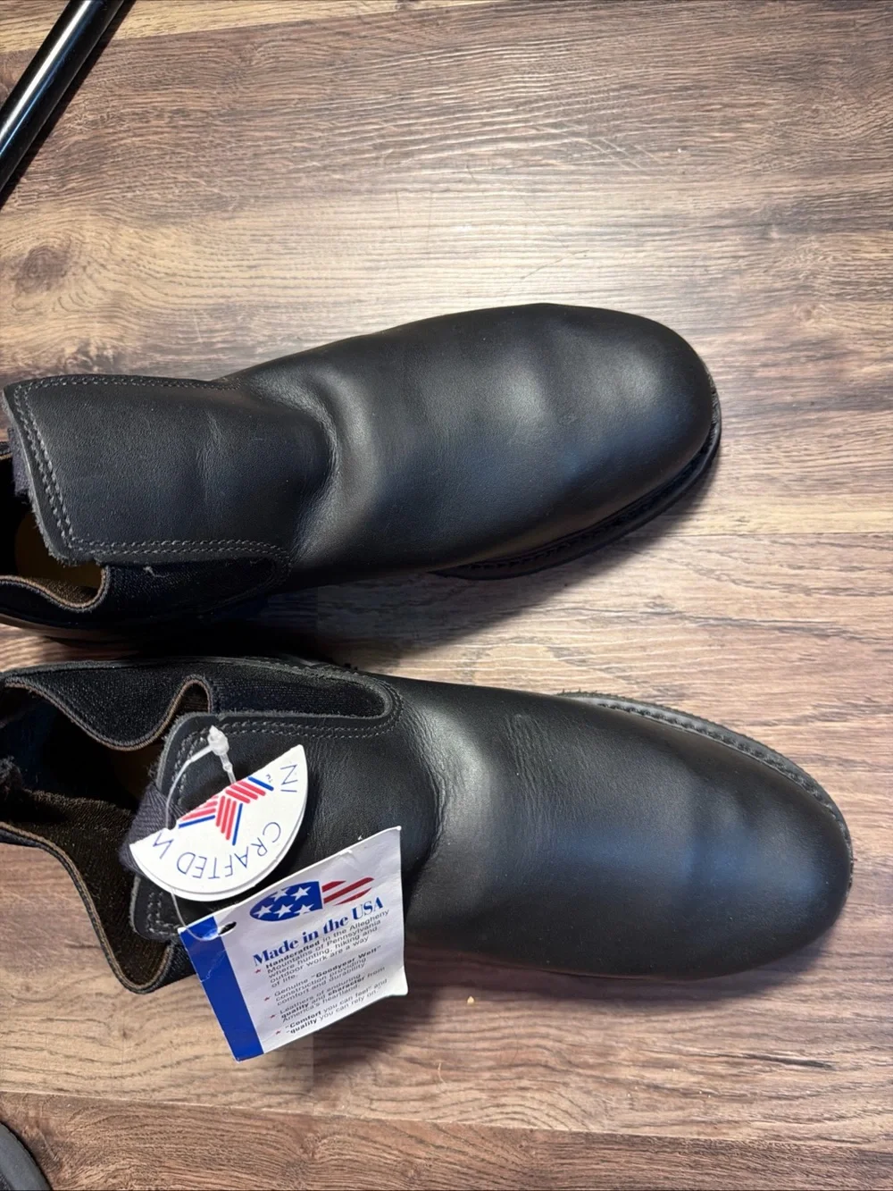 Vng USA Iron Age Slip On Black Leather Steel Toe Work Boots Men’s Sz 9 New